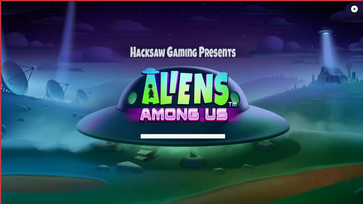 Tampilan visual slot Aliens Among Us dengan tema invasi alien dan agen FBI